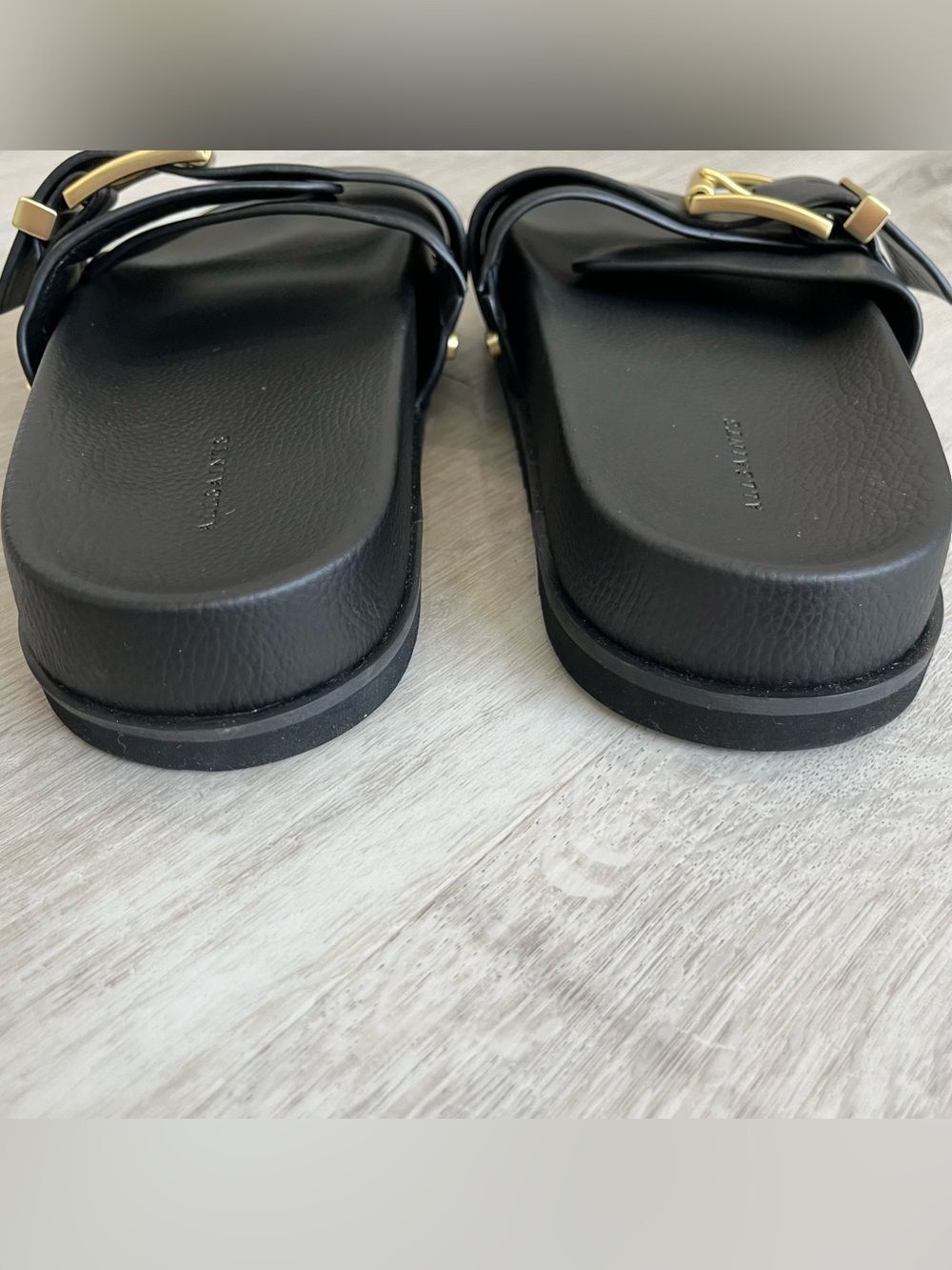 AllSaints Ellie Stud Slider Black Leather Gold Sandal Shoe 9 / EU 39 NWT NWOB - Picture 9 of 11